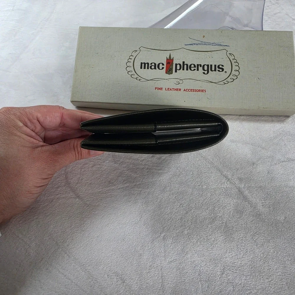 Vintage Macphergus Amity Director Long Wallet Firenze Cowhide Green Leather Box